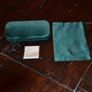 RARE AUTHENTIC GUCCI GREEN VELVET SUNGLASSES  EYEGLASSES GG CASE BOX CLOTH COVER